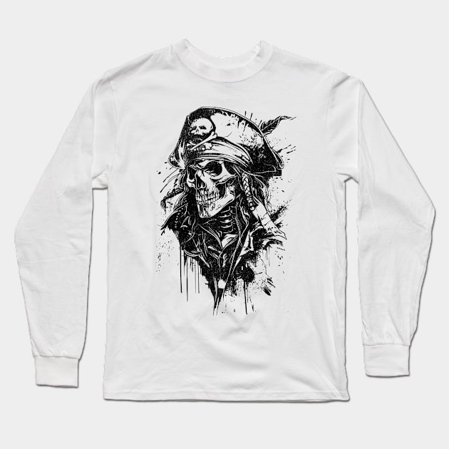 Skull & Crossbones - Pirate Skull Long Sleeve T-Shirt by Critter Chaos